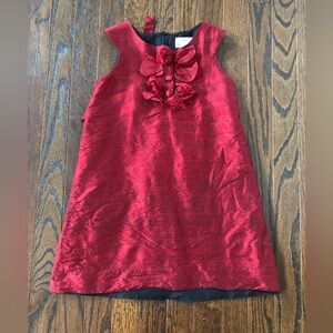 Florence Eiseman Girls 6 Cranberry Silk Dupioni Sleeveless Floral Holiday Dress